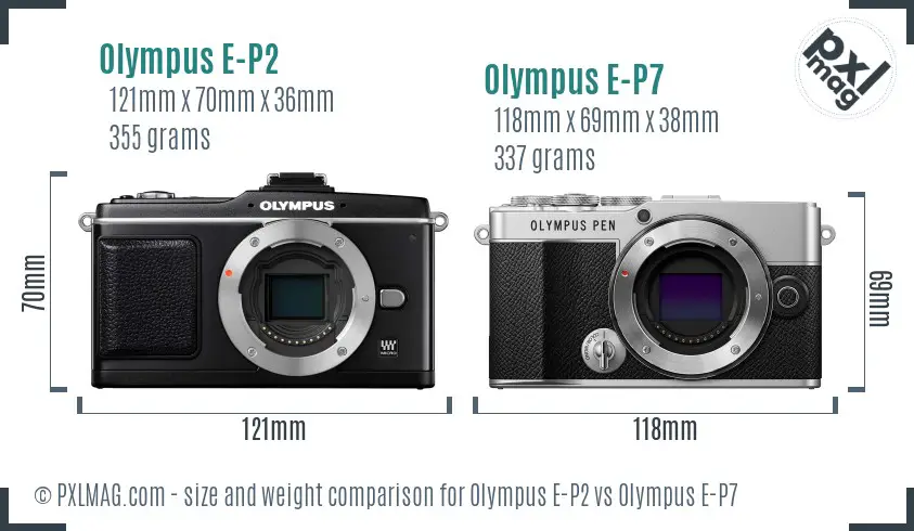 Olympus E-P2 vs Olympus E-P7 size comparison
