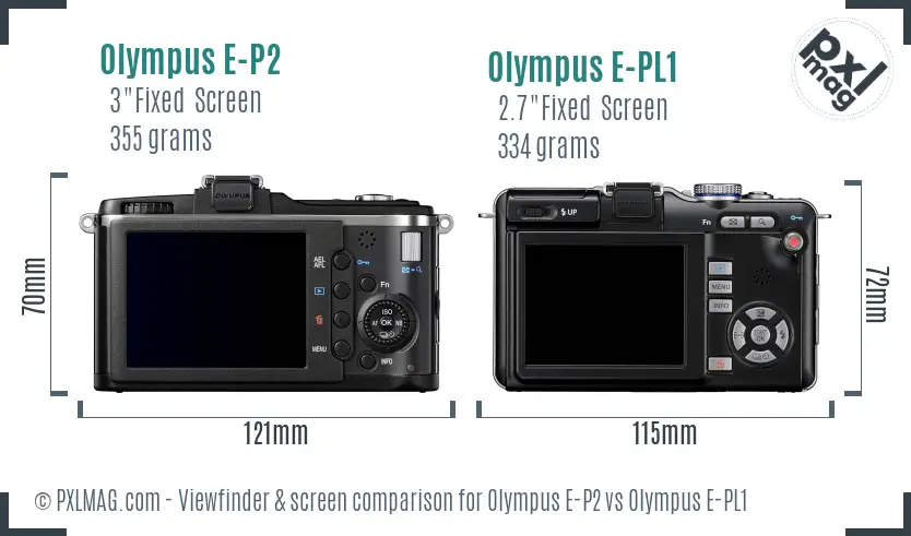 Olympus E-P2 vs Olympus E-PL1 Screen and Viewfinder comparison