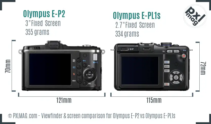 Olympus E-P2 vs Olympus E-PL1s Screen and Viewfinder comparison
