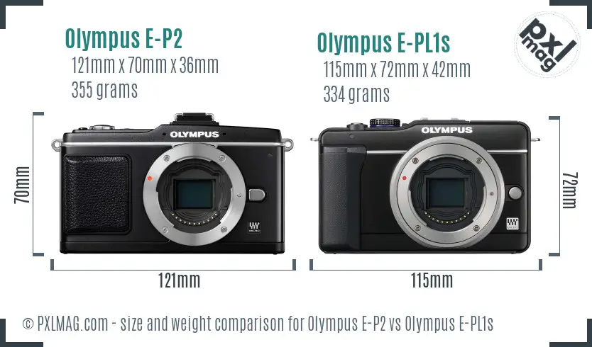 Olympus E-P2 vs Olympus E-PL1s size comparison