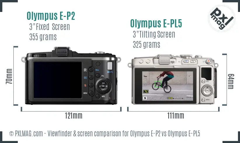 Olympus E-P2 vs Olympus E-PL5 Screen and Viewfinder comparison