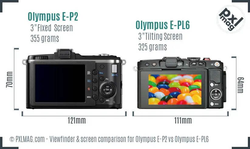 Olympus E-P2 vs Olympus E-PL6 Screen and Viewfinder comparison