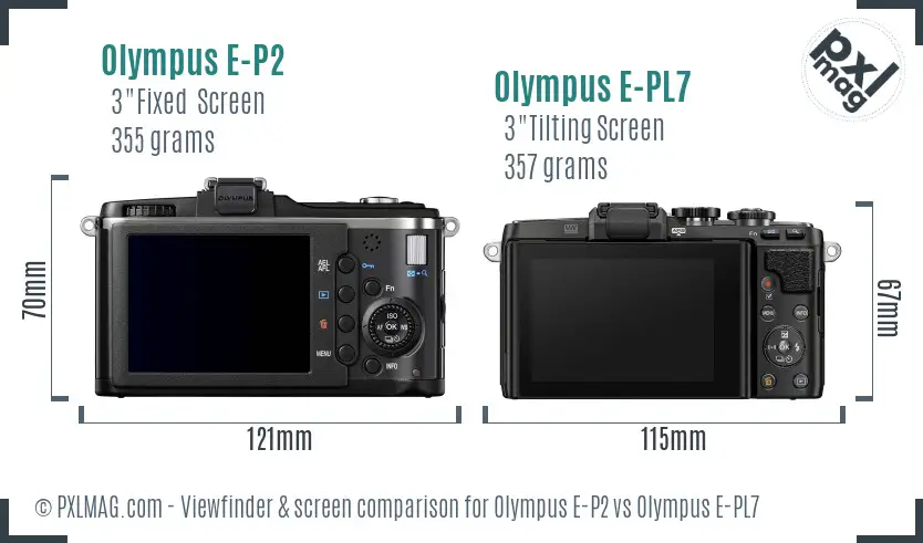 Olympus E-P2 vs Olympus E-PL7 Screen and Viewfinder comparison