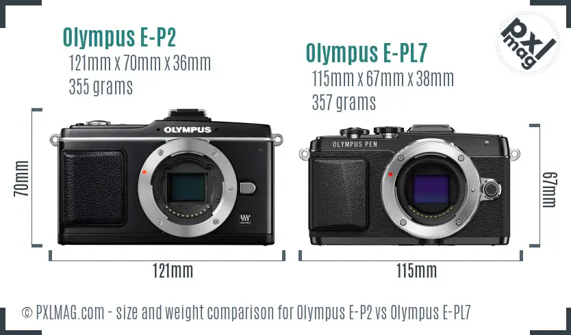 Olympus E-P2 vs Olympus E-PL7 size comparison