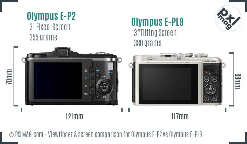 Olympus E-P2 vs Olympus E-PL9 Screen and Viewfinder comparison