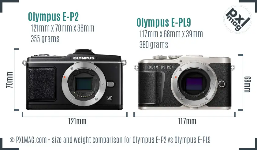 Olympus E-P2 vs Olympus E-PL9 size comparison