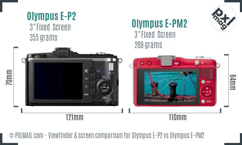 Olympus E-P2 vs Olympus E-PM2 Screen and Viewfinder comparison