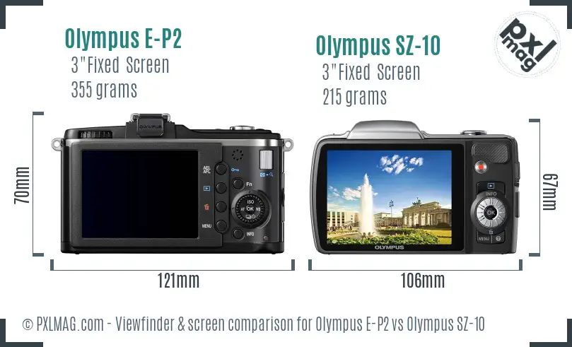 Olympus E-P2 vs Olympus SZ-10 Screen and Viewfinder comparison