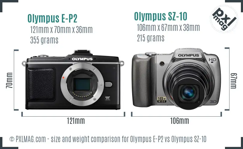 Olympus E-P2 vs Olympus SZ-10 size comparison