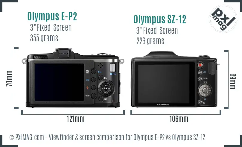 Olympus E-P2 vs Olympus SZ-12 Screen and Viewfinder comparison