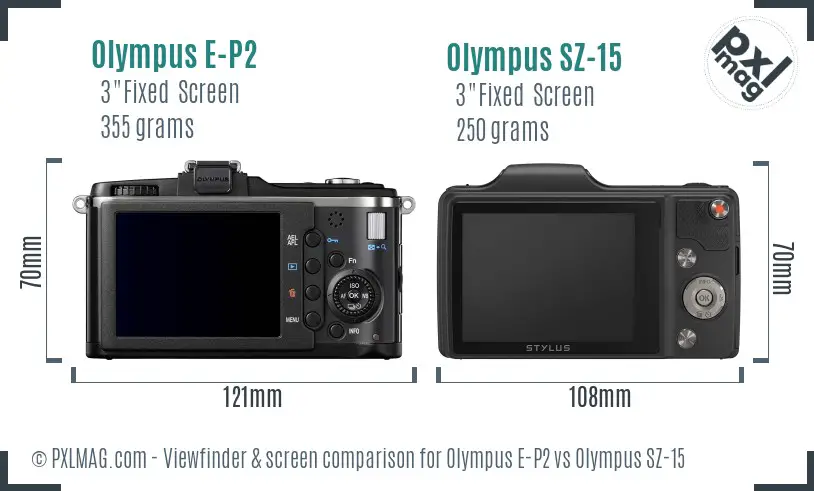 Olympus E-P2 vs Olympus SZ-15 Screen and Viewfinder comparison