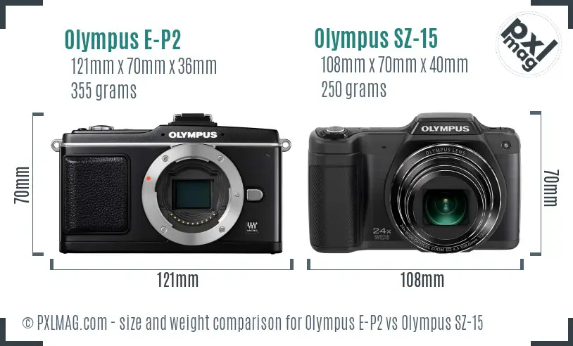 Olympus E-P2 vs Olympus SZ-15 size comparison