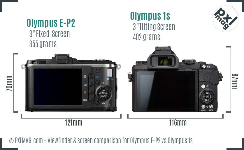 Olympus E-P2 vs Olympus 1s Screen and Viewfinder comparison