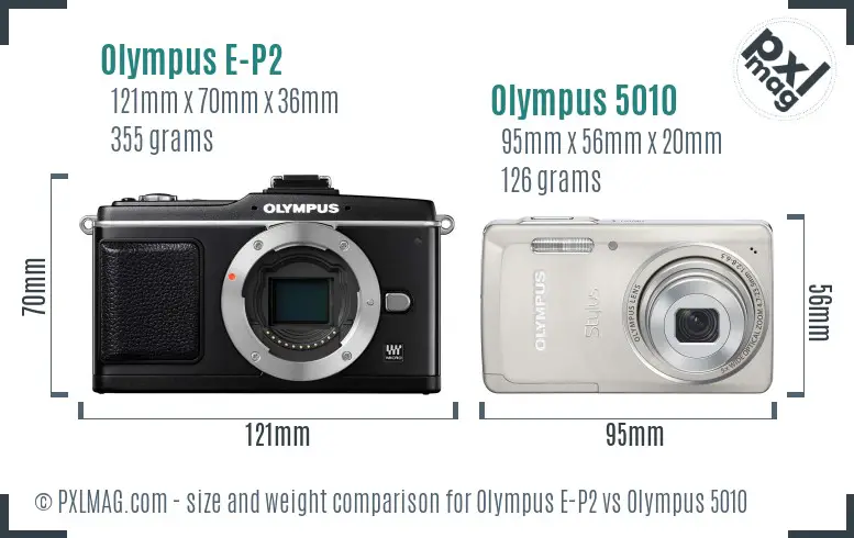 Olympus E-P2 vs Olympus 5010 size comparison