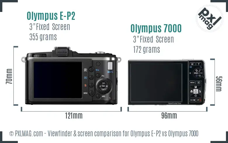 Olympus E-P2 vs Olympus 7000 Screen and Viewfinder comparison