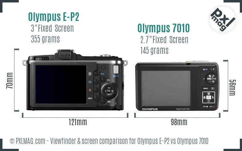 Olympus E-P2 vs Olympus 7010 Screen and Viewfinder comparison