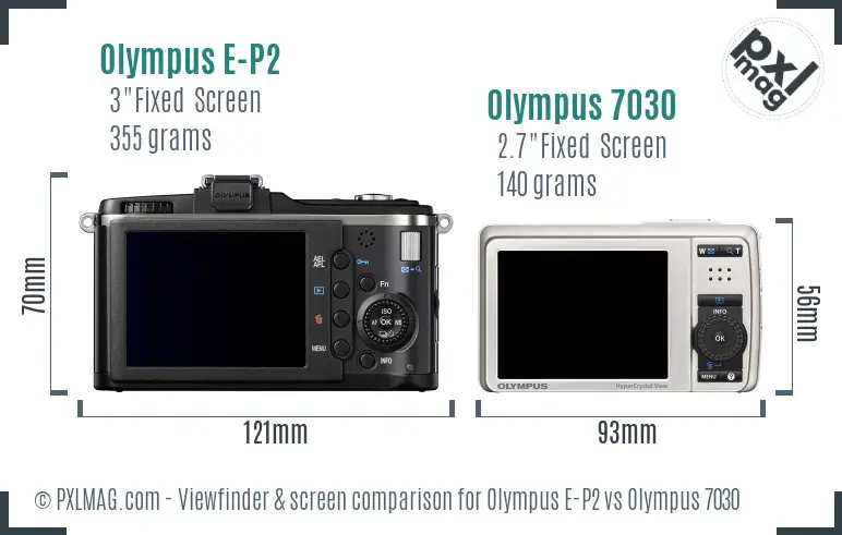 Olympus E-P2 vs Olympus 7030 Screen and Viewfinder comparison