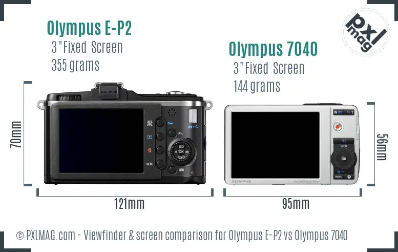 Olympus E-P2 vs Olympus 7040 Screen and Viewfinder comparison