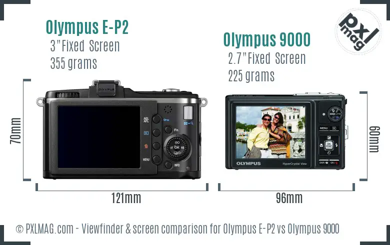 Olympus E-P2 vs Olympus 9000 Screen and Viewfinder comparison