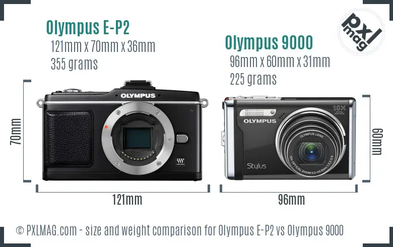 Olympus E-P2 vs Olympus 9000 size comparison