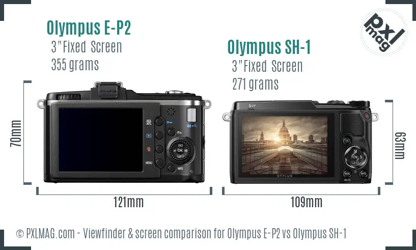 Olympus E-P2 vs Olympus SH-1 Screen and Viewfinder comparison