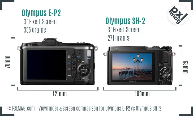 Olympus E-P2 vs Olympus SH-2 Screen and Viewfinder comparison