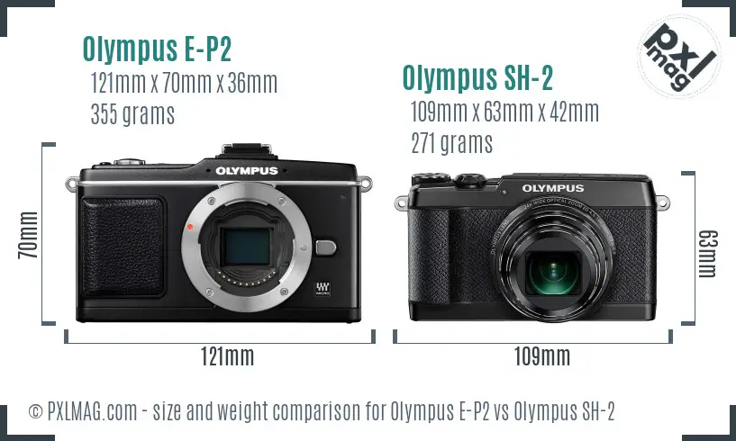 Olympus E-P2 vs Olympus SH-2 size comparison
