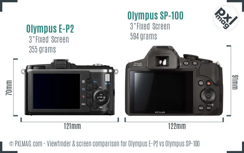 Olympus E-P2 vs Olympus SP-100 Screen and Viewfinder comparison