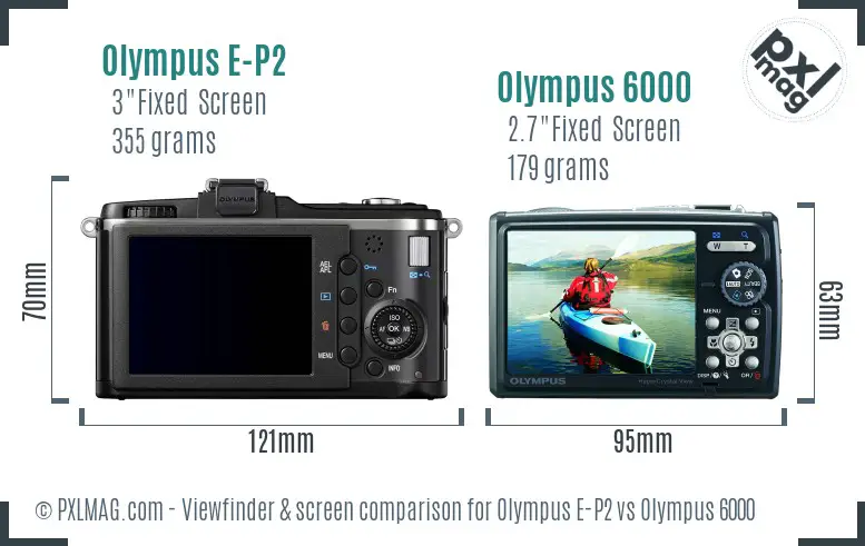 Olympus E-P2 vs Olympus 6000 Screen and Viewfinder comparison