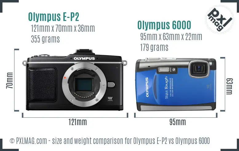 Olympus E-P2 vs Olympus 6000 size comparison