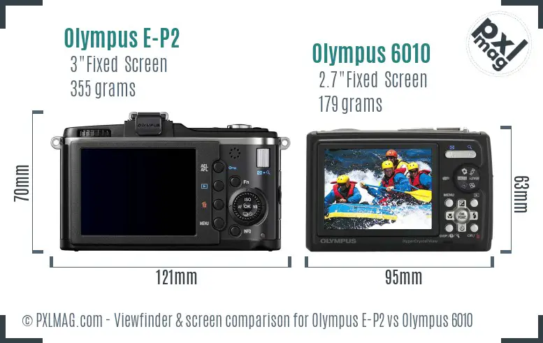 Olympus E-P2 vs Olympus 6010 Screen and Viewfinder comparison