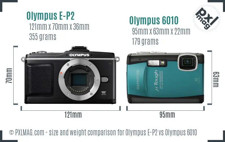 Olympus E-P2 vs Olympus 6010 size comparison