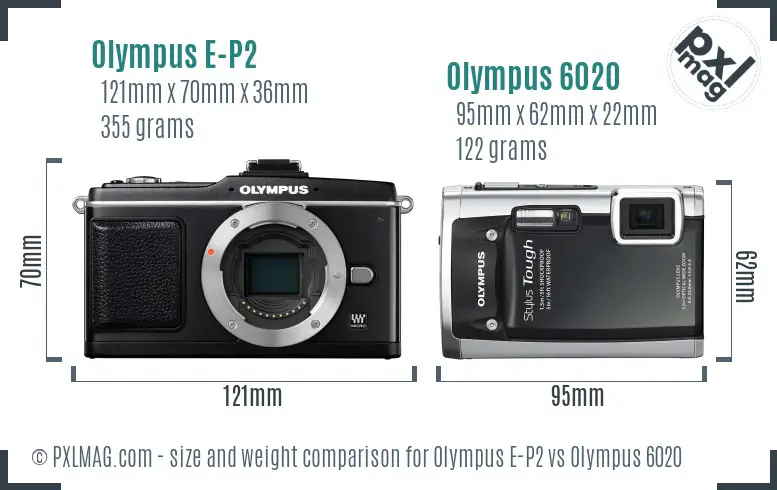 Olympus E-P2 vs Olympus 6020 size comparison