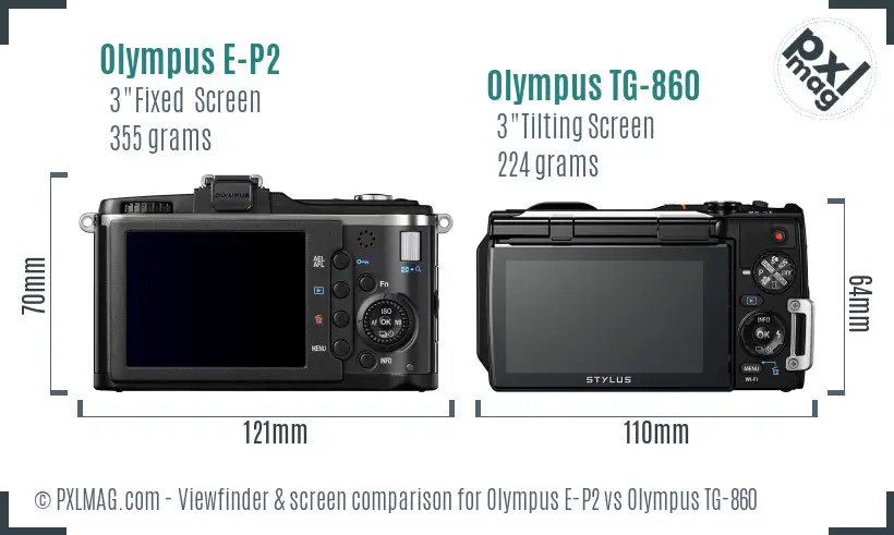Olympus E-P2 vs Olympus TG-860 Screen and Viewfinder comparison