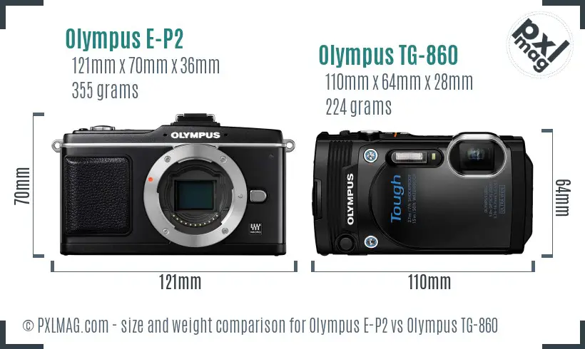 Olympus E-P2 vs Olympus TG-860 size comparison
