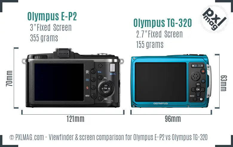 Olympus E-P2 vs Olympus TG-320 Screen and Viewfinder comparison