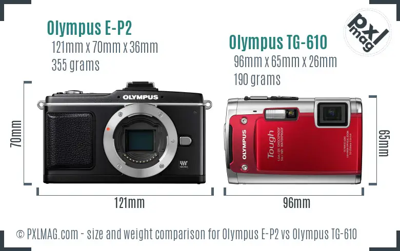 Olympus E-P2 vs Olympus TG-610 size comparison