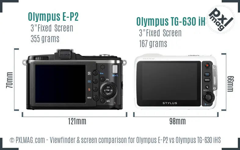 Olympus E-P2 vs Olympus TG-630 iHS Screen and Viewfinder comparison