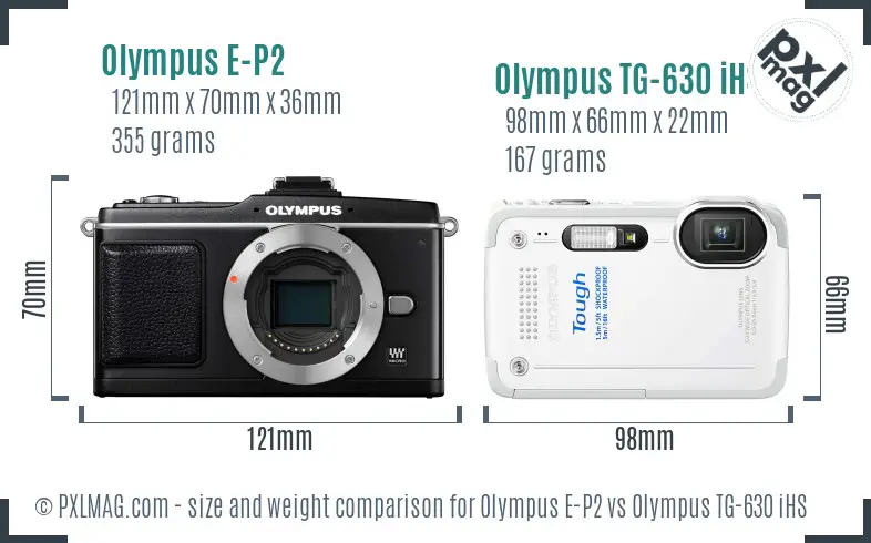Olympus E-P2 vs Olympus TG-630 iHS size comparison