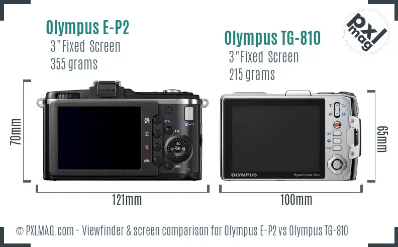 Olympus E-P2 vs Olympus TG-810 Screen and Viewfinder comparison