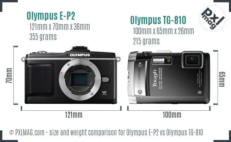 Olympus E-P2 vs Olympus TG-810 size comparison