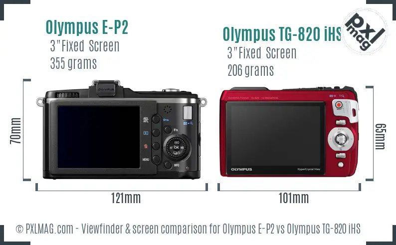 Olympus E-P2 vs Olympus TG-820 iHS Screen and Viewfinder comparison