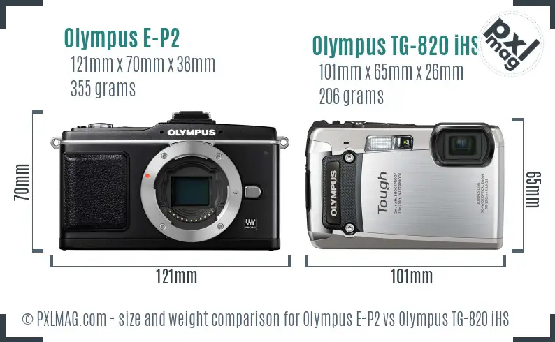 Olympus E-P2 vs Olympus TG-820 iHS size comparison
