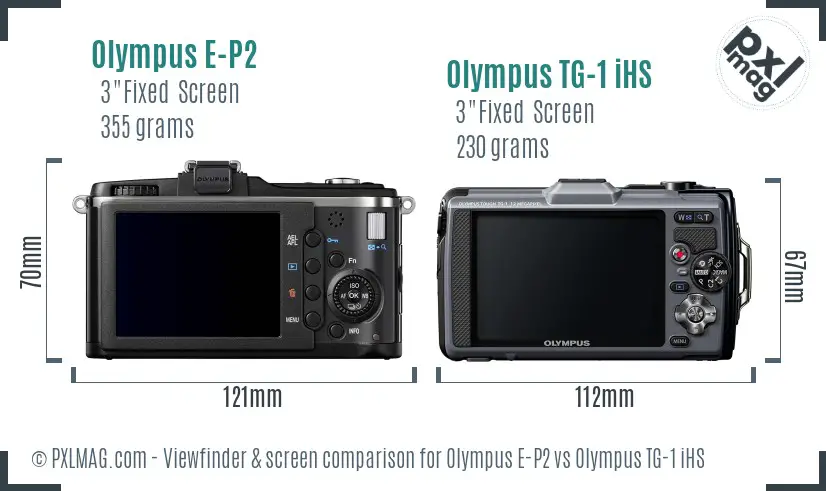 Olympus E-P2 vs Olympus TG-1 iHS Screen and Viewfinder comparison