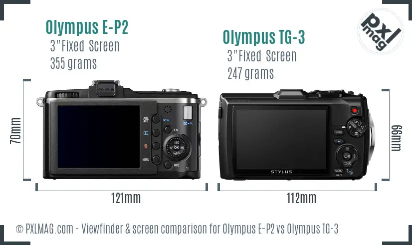 Olympus E-P2 vs Olympus TG-3 Screen and Viewfinder comparison