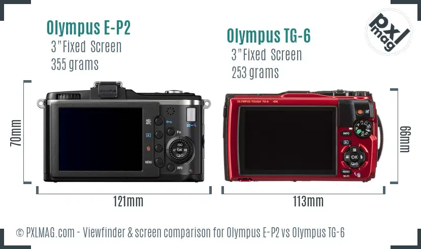 Olympus E-P2 vs Olympus TG-6 Screen and Viewfinder comparison