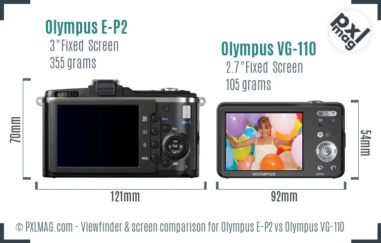 Olympus E-P2 vs Olympus VG-110 Screen and Viewfinder comparison