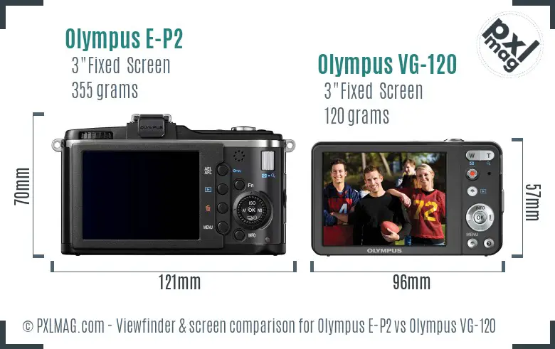 Olympus E-P2 vs Olympus VG-120 Screen and Viewfinder comparison