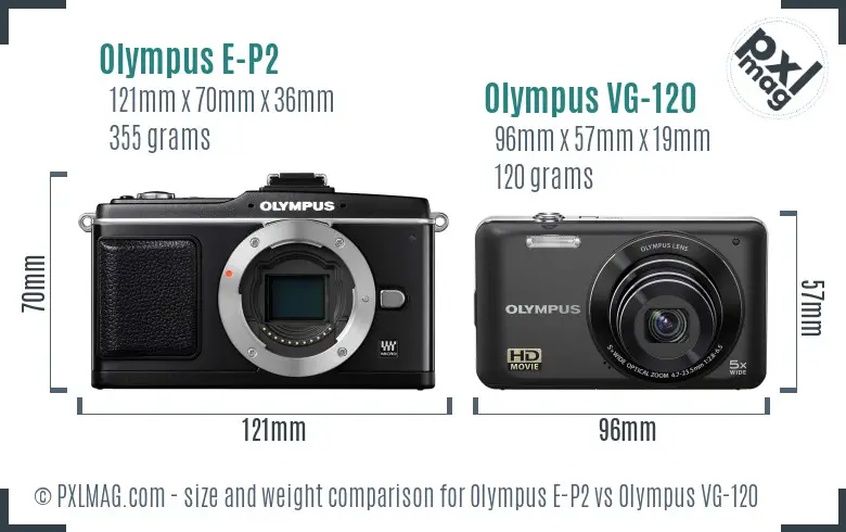 Olympus E-P2 vs Olympus VG-120 size comparison
