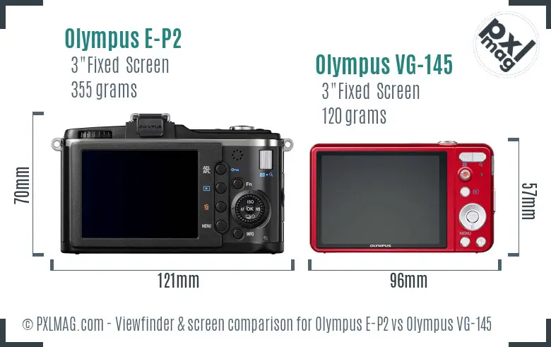 Olympus E-P2 vs Olympus VG-145 Screen and Viewfinder comparison